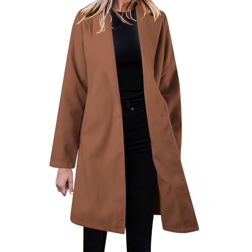 Blouson duffle coat femme veste blazer mi-longue en laine avec poches