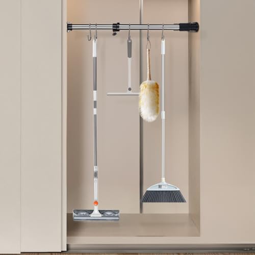 Paquete de 2 barras de tensión ajustables para organización de armario, estante extensible para cocina, baño, almacenamiento de ropa, separador de perchas en color negro (70 120 cm)