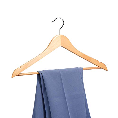 Image of Wooden Hanger Premium Wood with 360 Swivel Hook and Precisely Cut Notches for Dress Clothes, Coats, Jackets, Pants, Shirts, Skirts Hanger (Natural Hanger, 8)
