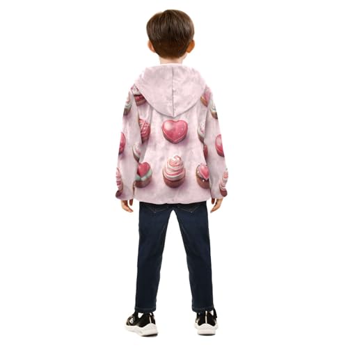 Love Cake Girls Fleece Jacket Girls Fall Jacket Girls Zip Up Hoodie Girls Sherpa Jacket 2-10T4