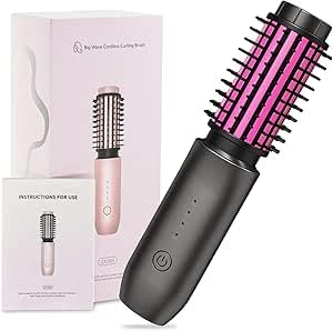 Image of Jooayou Cordless Hot Brush, 2 in 1 Hair Curler and Straightener Brush, 7000mAh USB Rechargeable Hair Curling Iron Heated Styling Brush, Portable Travel Straightener Styler with Negative Ion, Gray