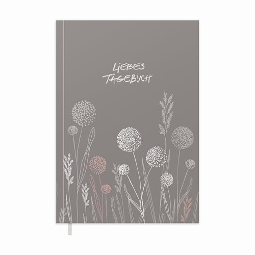Eine der Guten Liebes Tagebuch - Notizbuch, Journal und Gedankenbuch für Erwachsene, 92 Seiten liniert, A5 Softcover, Grau-Beige mit Blumen, 120 g FSC Papier weiß