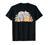 Katze Schlafbücher Buchliebhaber Lesen Bibliophile Bücherwurm T-Shirt