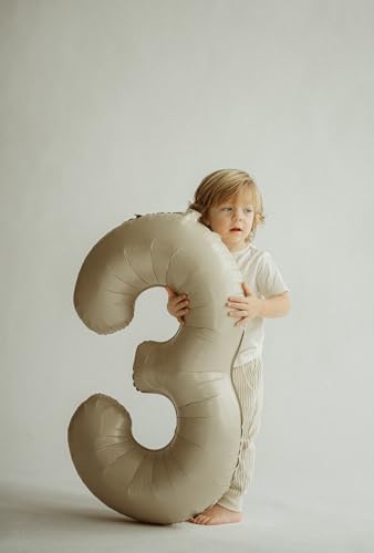 Image of Cream 3 Balloon, Cream Number Balloons 40 Inch, 3rd Birthday Decorations, Men Women Party Supplies for Party Decorations, Number 3 Balloon