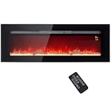 HOMCOM Cheminée Électrique 1800 W Murale ou Encastrable 91,4L cm Noir