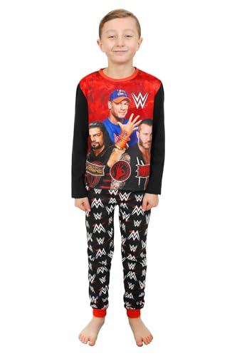 WWE Boys Wrestling John Cena Long Pyjama Set Black Red
