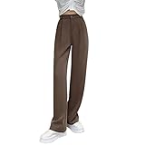  LAEMILIA Pantalon Femme Taille Haute Pantalon Large Droit Pant Décontracté Baggy Grande Taille Elastique Jambes Larges Casual avec PochesLéger Confortable Respirant Couleur Unie
