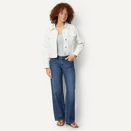 Image of Amazon Essentials Women's Low Stretch Relaxed-Fit Cropped Denim Jacket