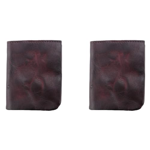 Cartera arrugada de cuero genuino hecha a mano con diseño vintage y clips para hombres café