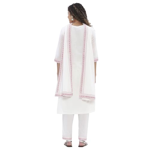 Image of Biba Women 100% Cotton 3 /4 Sleeve Round Neck Printed Kurta Set