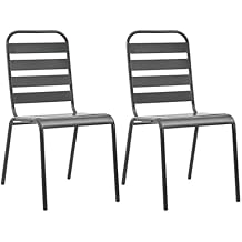 Stackable Patio Chairs 2 pcs,Outdoor Patio Furniture,Porch Chairs,Modern Style Chair, Outdoor Dining Chairs,Front Porch Furniture,Easy to Assemble,for Living Room,Garden,Yards, Steel Gray