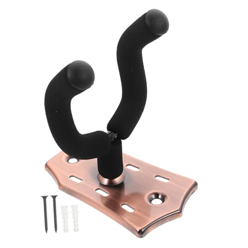 TOGEVAL Practical Bass Guitar Wall Mounted Hook and Ukulele Storage Holder Easy Install Guitar Hanger with Sponge Padding for All Instruments Versatile Rose Gold Design