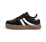 LUCKY STEP Unisex-Child Kid's Sneakers Lace Up School Fashion Platform Breathable Tennis Athletic Running Walking Shoes for Boys Girls (Black/White,Little Kids 13)