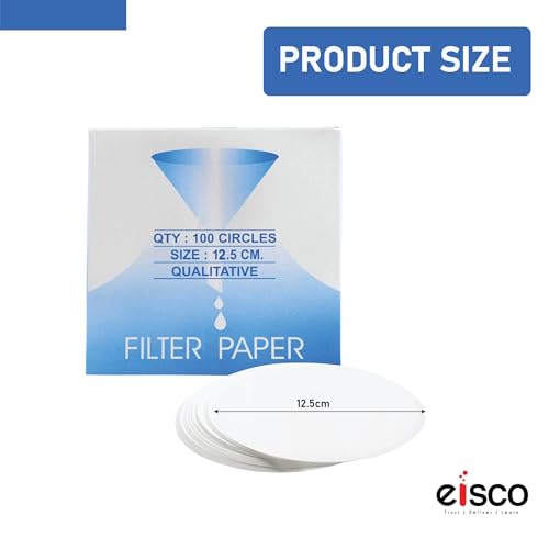 Image of EISCO Pack of 100 Premium Qualitative Filter Paper - 12.5cm, 8-10 Micron, High-Purity Lab Paper for Chemistry, Liquid Filtration, Science Experiments, Research, Classroom & STEM Activities