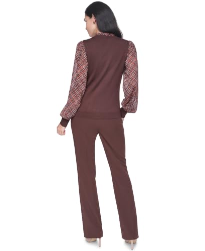 Image of Tommy Hilfiger Women's Long Sleeve Twofer Sweater with Woven Sleeves
