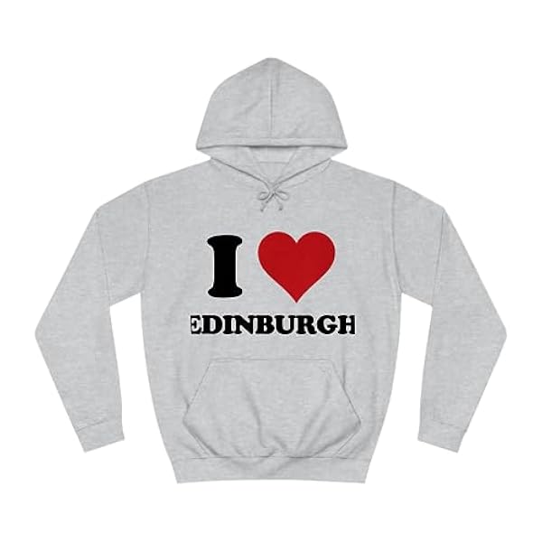 Generisch I Heart Edinburgh Love UK zwarte hoodie, unisex hoodie, grijze hoodie, katoenen hoodie, grijze hoodie, M, zwart, 39.95 EU, S