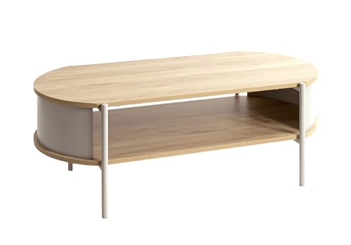 HAKU Couchtisch, Eiche Natur, Kaschmirgrau, MDF, Metall - Maße: B 100 x H 37 x T 54 cm, Style: Modern HAKU Couchtisch, Eiche Natur, Kaschmirgrau, MDF, Metall - Maße: B 100 x H 37 x T 54 cm, Style: Modern