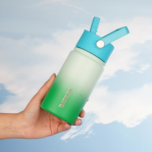 Image of BJPKPK Insulated Water Bottle, 15oz Stainless Steel with Straw Lid