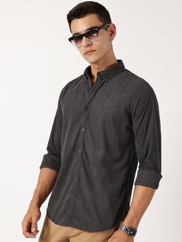 Image of Thomas Scott Men's | Solid | Full Sleeve | Slim Fit | Polyester-Blend | Button Down | Casual Shirt