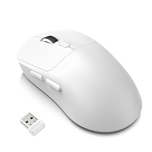 YUEHISY 3-Modus-Gaming-Maus, Optischer Sensor mit 6400 DPI, Wiederaufladbare Kabellose Maus mit 6 Tasten, Verlängerte Akkulaufzeit, für Desktop-Laptops (T30 Weiß)