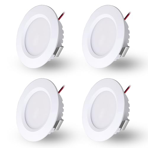 Faretti Led da Incasso per Cartongesso,4 Pezzi, 3W Faretti Led Soffitto, IP44 AC 220-230V Faretto LED Interno Alluminio Ultrasottili 15mm Per Luci Cucina Bagno Camper (Bianco, Bianco Caldo 3000K)