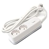 Steckdosenleiste - 2-Fach Steckdosenleiste mit Schalter, 1,5m, 3G, Kabel 1,5mm² in Weiß und Grau, ideal für mehrere elektrische Geräte