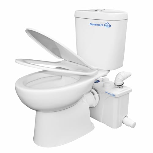 700W Macerator Pump Toilet Three Piece Round Bowl Toilet with Macerating Pump Macerating Upflush Toilet Kit Macerating Toilet (700 w)