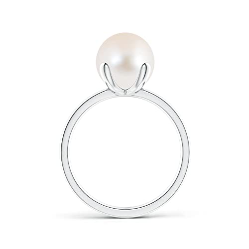 Angara Freshwater Pearl Solitaire Ring for Women | Round Freshwater Cultured Pearl Solitaire Ring in 14K Solid Gold/Platinum | June Birthday, Anniversary, Gemstone Jewellery Gift2