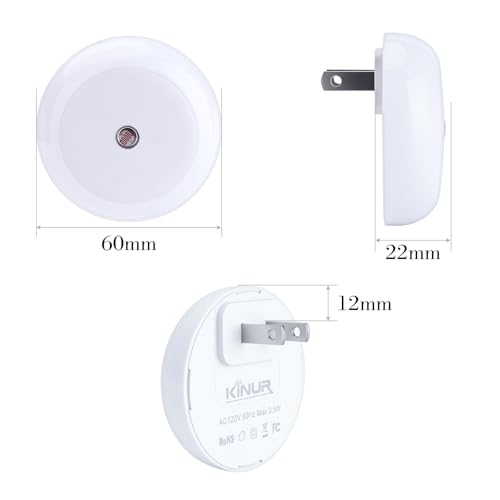 Image of KINUR 6 Pack Blue, LED Night Lights Plug into Wall with Dusk to Dawn sensors, Plug in Night Lights for Kids Room, Bedroom, Bathroom, Baby Nursery,Stair Lights, Hallway Light
