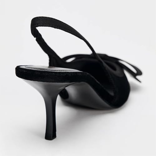 KOKOMOMO Womens Pointed Toe Slingback Heels Patent Leather Pumps Bow Heels4