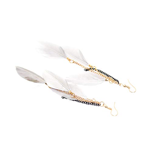 Fashion Piercing Jewelry Tassel Feather Dangle Drop Long Chain Earrings4