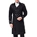 AOWOFS Herren Zweireihiger Trenchcoat mit Gürtel Revers Lang Mantel Business Jacke Frühling Übergangsjacke （ Schwarz M