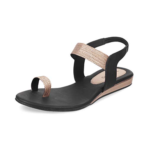 Image of SOLE HEAD Black Flat Women Sandal