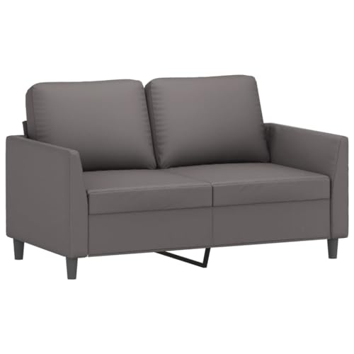 vidaXL Sofagarnitur 4-TLG., Sessel Couch mit Kissen Fußhocker, Sofa Wohnzimmersofa mit Armlehnen, Couchgarnitur Designsofa Sitzmöbel Polstermöbel, Grau Kunstleder – Bild 5