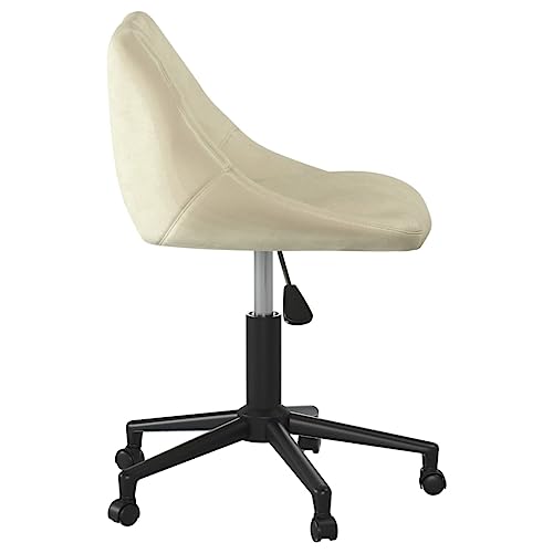 Chaise de bureau moderne velours crème ergonomique et réglable - 6