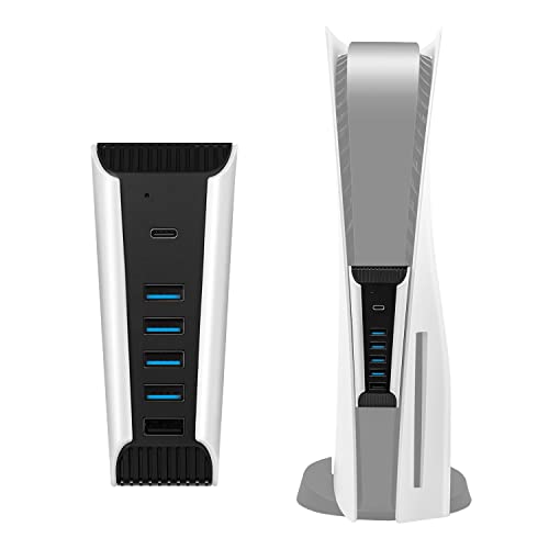Mcbazel 5 Port USB2.0 Hub PS5 Konsole PS5 USB Erweiterung Multiport High Speed Expansion Hub Datenübertragung Schnelles Laden USB C Hub für PS5 Digital /UHD Edition - Schwarz Cover