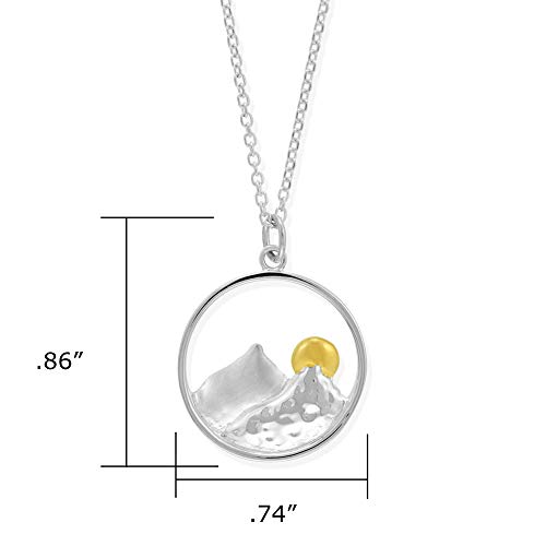 Boma Jewelry Sterling Silver Mountain Necklace With 14Kt Gold Vermeil Sun Pendant Necklace, 18 Inches #TOP3