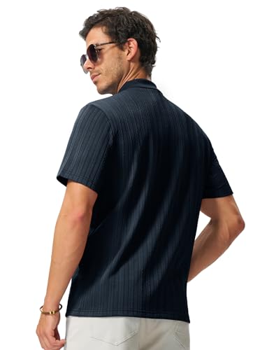 Image of TBMPOY Mens Casual Knit Polo with Pocket Textured Shirts Short Sleeve Classic Summer Vacation
