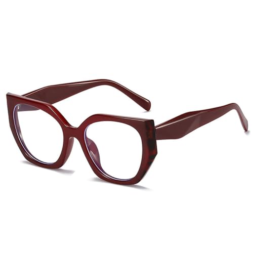 Gafas de mujer de ojo de gato LVTFCO para estilizar facciones redondas con montura poligonal