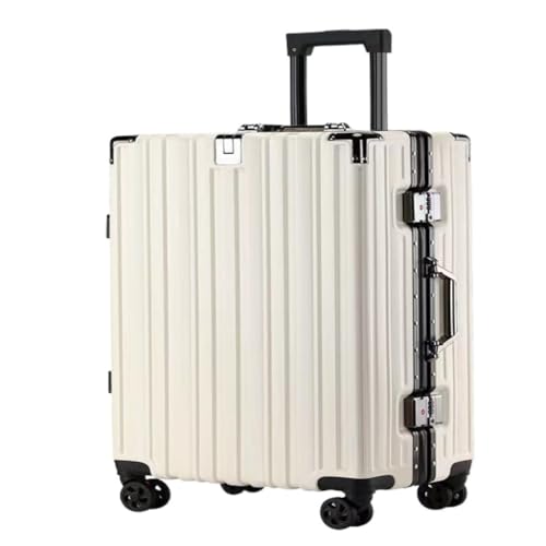 Suitcase Student Suitcase Silent Universal Wheel Aluminum Frame Trolley Case Password Lock Travel Boarding Case Suitcase Tags(White)