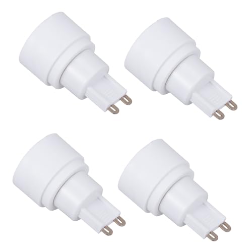 HOUDERCO Convertidor de Portalámparas G9 a E14 4 Unidades Adaptador de Bombilla Compatible LED y Halógenas Fácil de Instalar para Lámparas del Hogar