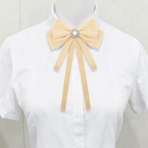 Image of LJBFNN Bow Ties for Women, Adjustable Pre Tied Bow Tie Solid Color Ribbon Bowtie for Girls Ladies Party Daily Cosplay School
