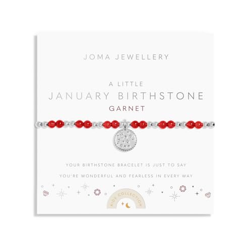 Image of Joma Jewellery CHILDREN'S BIRTHSTONE A LITTLE JANUARY | Silver Plated 15.5cm Stretch Bracelet stretch