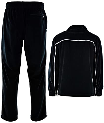 Choiceapparel Mens Velour Tracksuit With Zippered Pockets (204-Black, 3X-Large) #TOP4