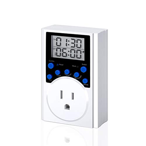 Timer Outlet, Multifunctional Infinite Repeat Cycle Timer Plug with Countdown | Plug with on-Off Programs for Appliances, Timer for Plug, Light Timer 15A/1800W