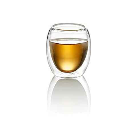 TEA SOUL Double Wall Glass Cup 80ml, 10x10x12 cm, White Cover