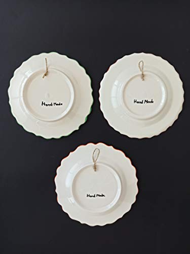 Ayennur Turkish Decorative Plates Set of 3-7.08\" Handmade Ceramic for Wall Hanging Home Decor