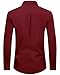 Lusead Mens Dress Shirts Burgundy Stretch Wrinkle Free Formal Long Sleeve Regular Fit Button Up Shirts Wedding Party
