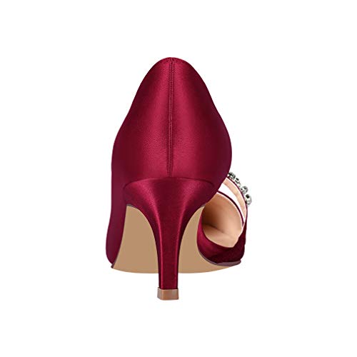Image of ERIJUNOR Women Mid Kitten Heels Closed Pointy Toe D'Orsay Pumps Wedding Party Shoes