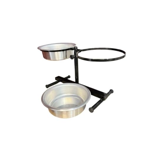Comedouro Bebedouro de Alumínio Polido Duplo Regulável Preto Grande 2.000ml Ajustável Elevado Altura Ferro Suporte Ração Água Pote Vasilha Tigela Pet Cão Cães Cachorro